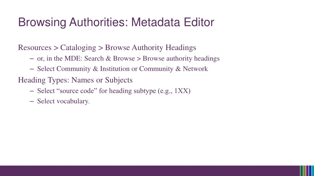 browsing authorities metadata editor