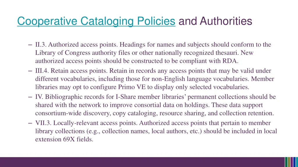 cooperative cataloging policies and authorities