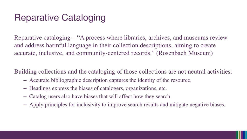 reparative cataloging
