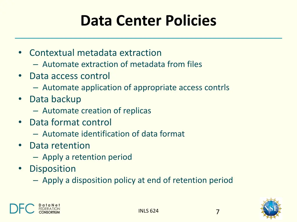data center policies
