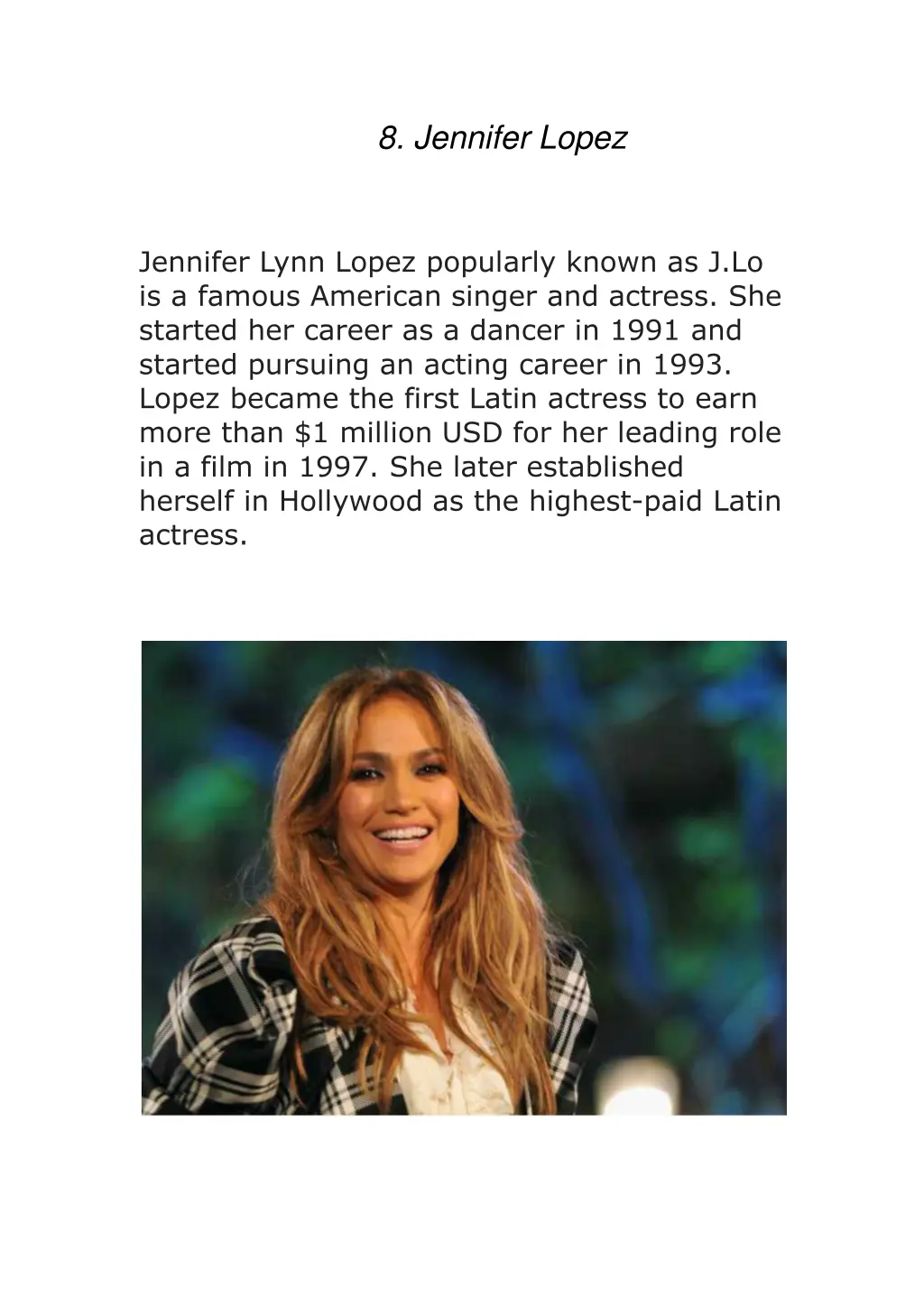 8 jennifer lopez