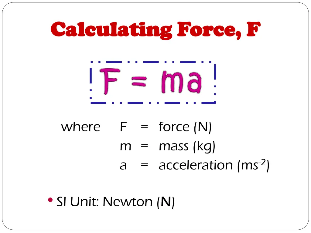calculating force f calculating force f