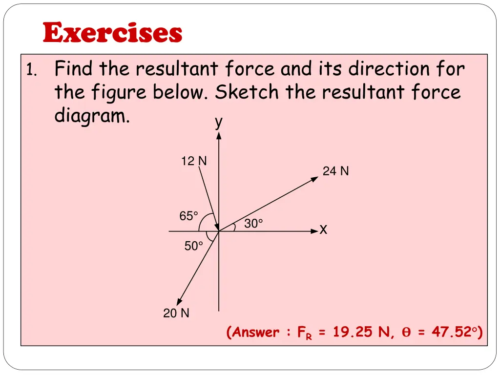 exercises 1 find the resultant force