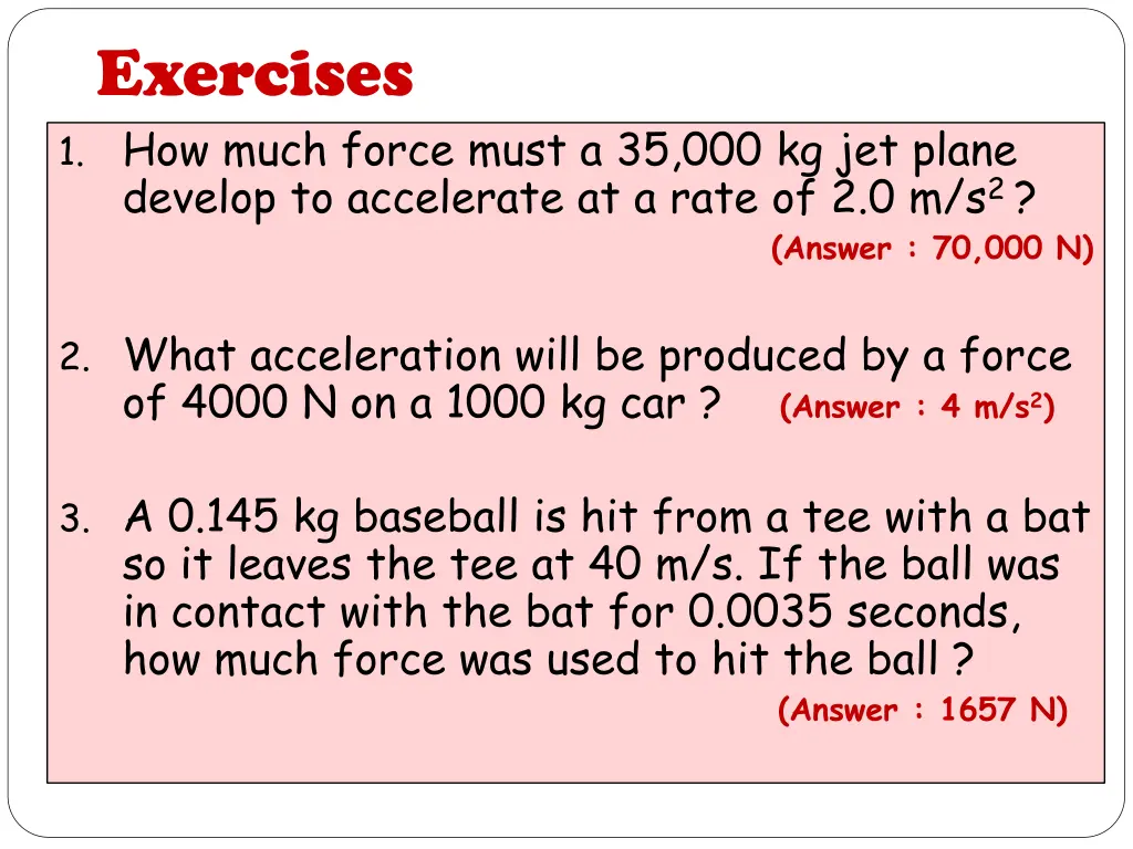 exercises 1 how much force must