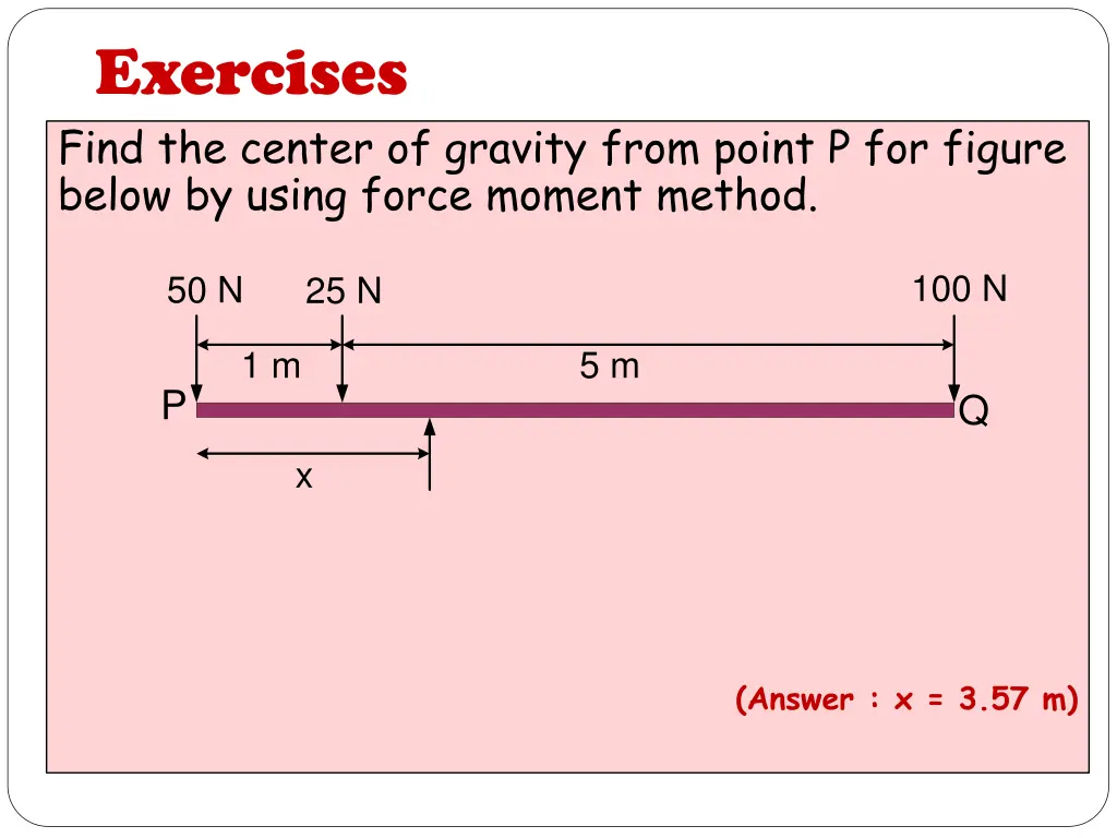 exercises find the center of gravity from point 1