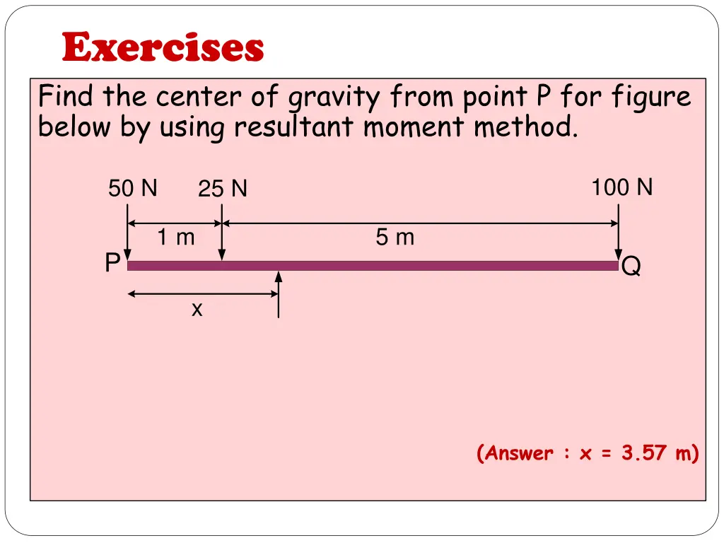 exercises find the center of gravity from point