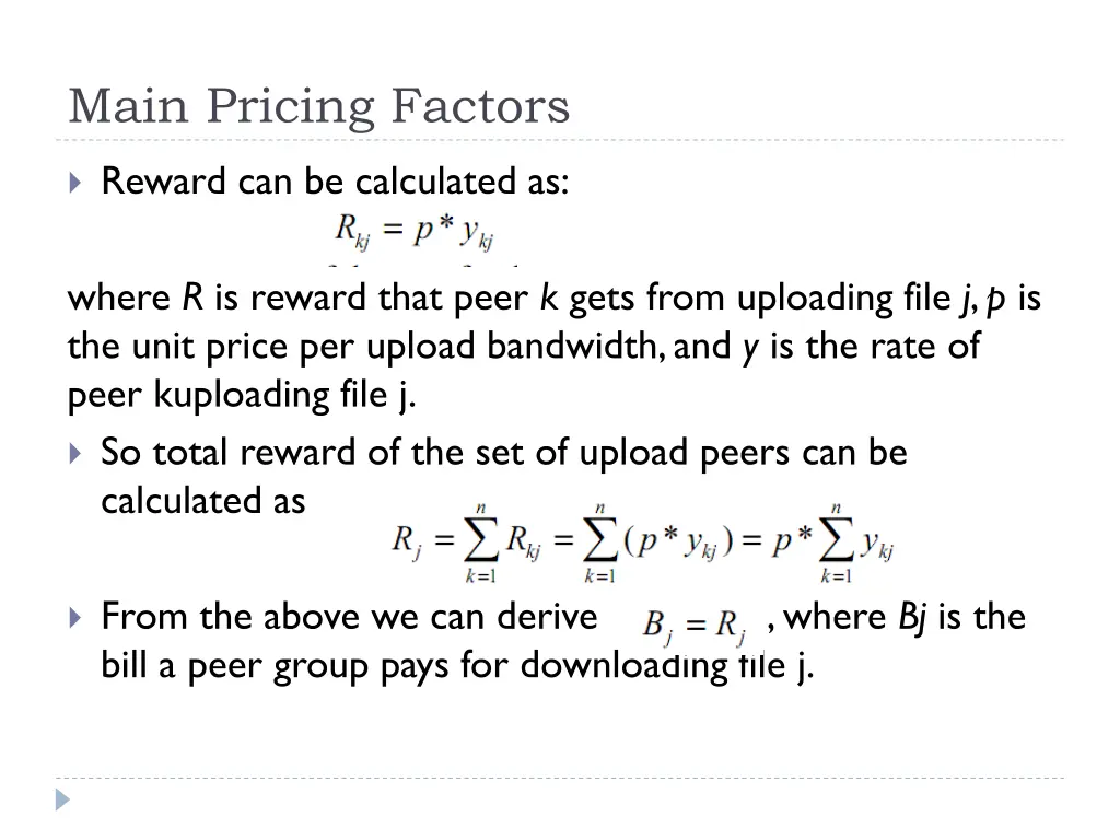 main pricing factors