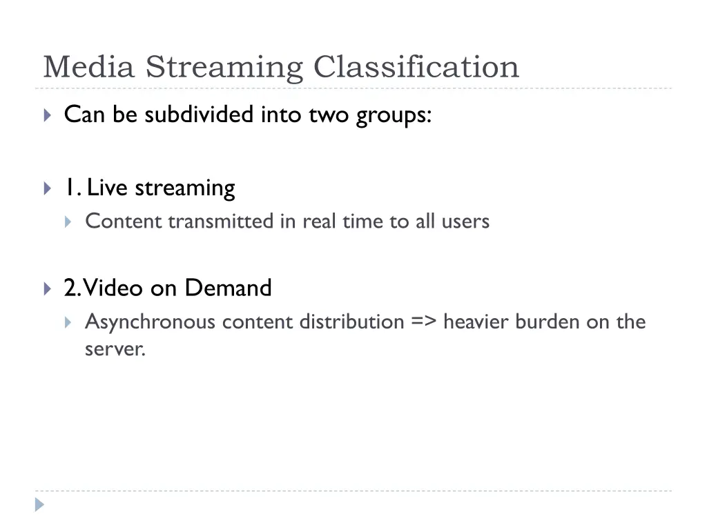 media streaming classification