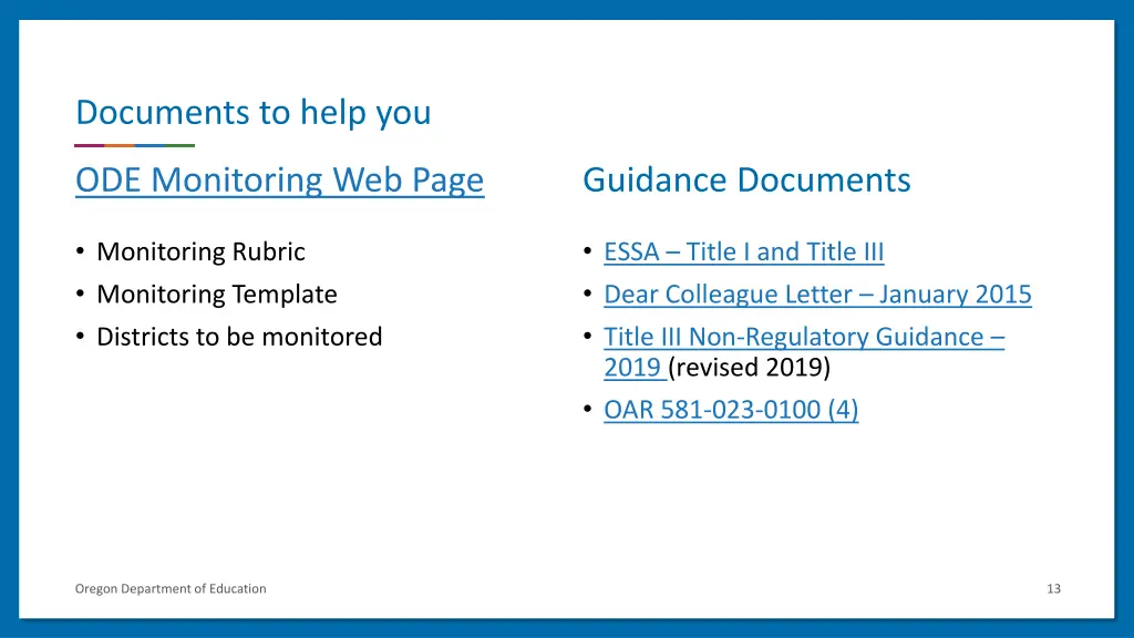 documents to help you