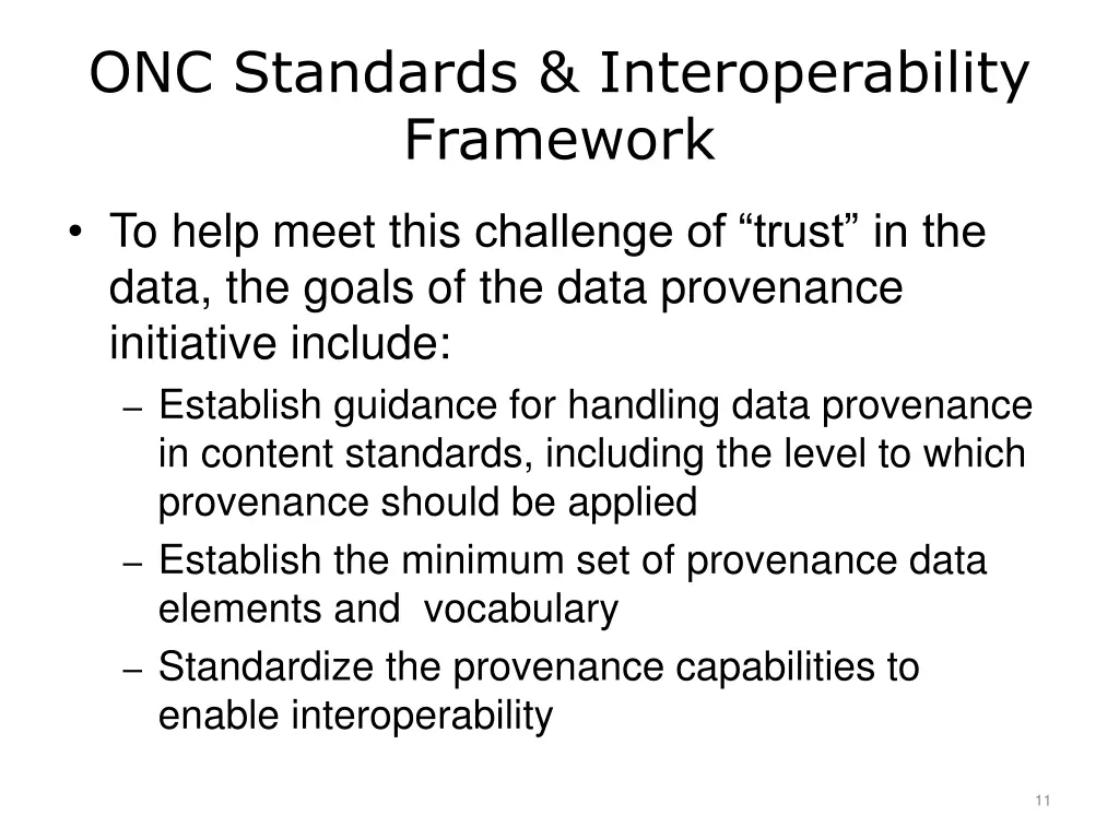 onc standards interoperability framework