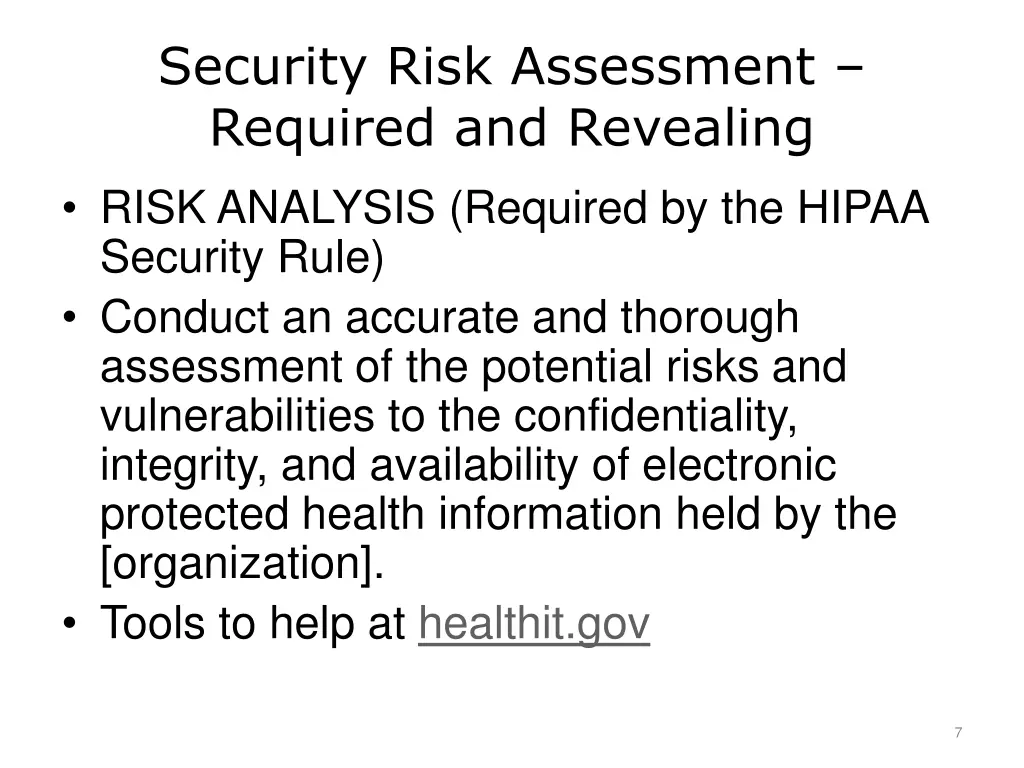security risk assessment required and revealing