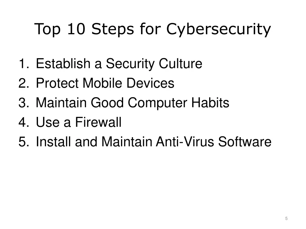 top 10 steps for cybersecurity