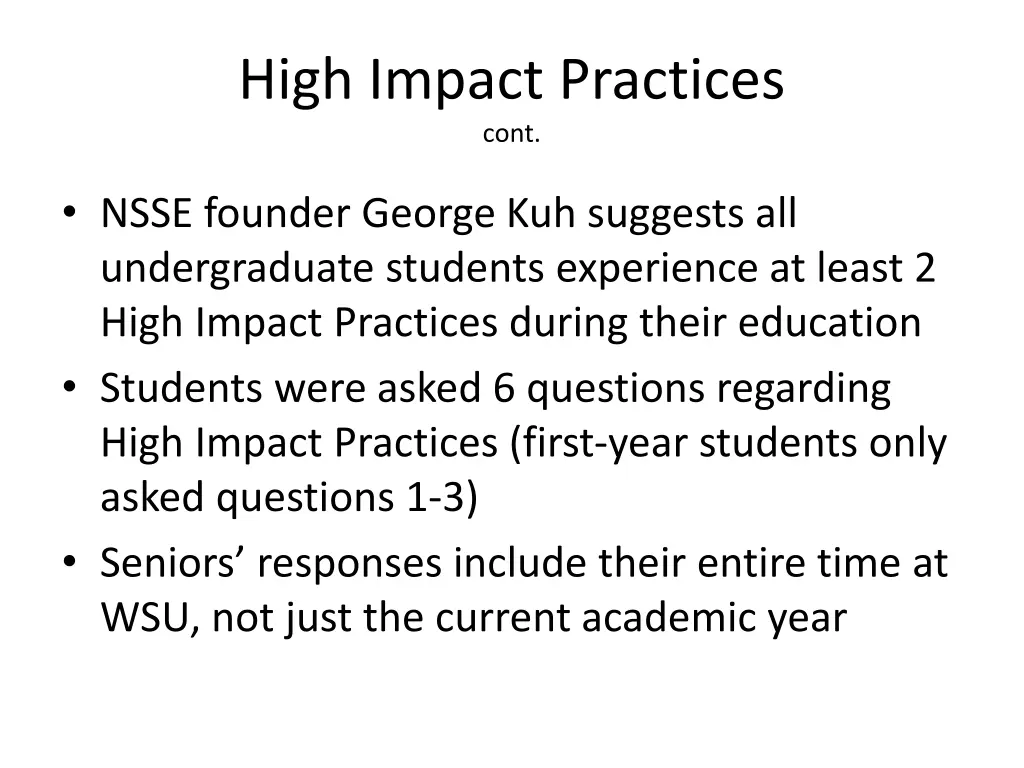 high impact practices cont