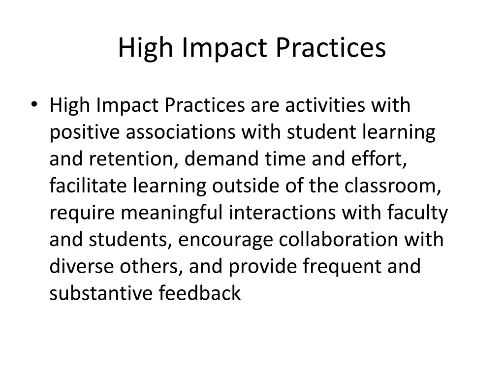 high impact practices