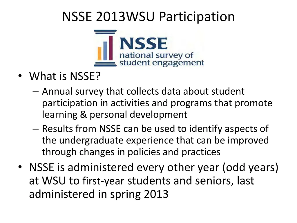 nsse 2013wsu participation