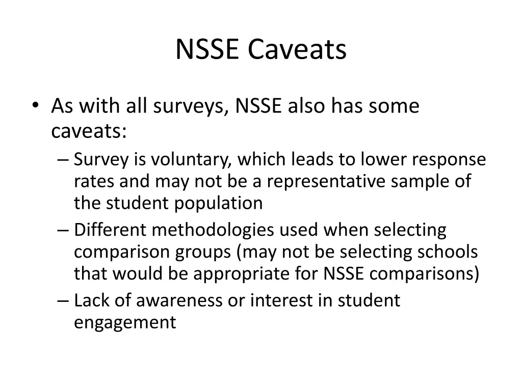 nsse caveats