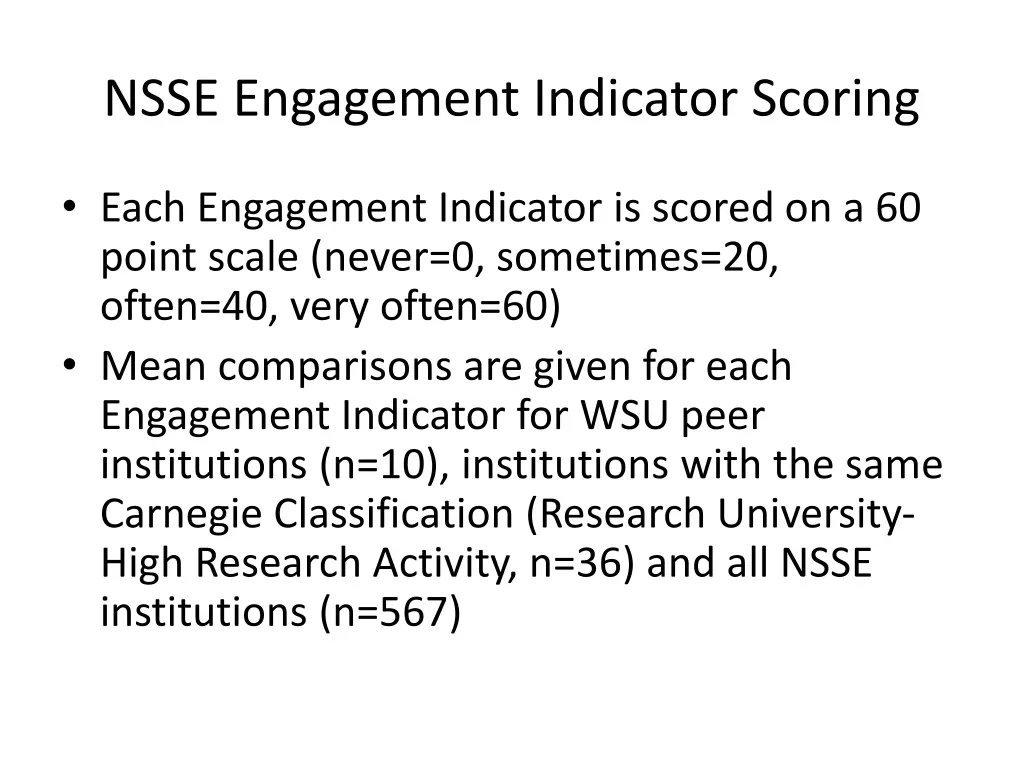 nsse engagement indicator scoring