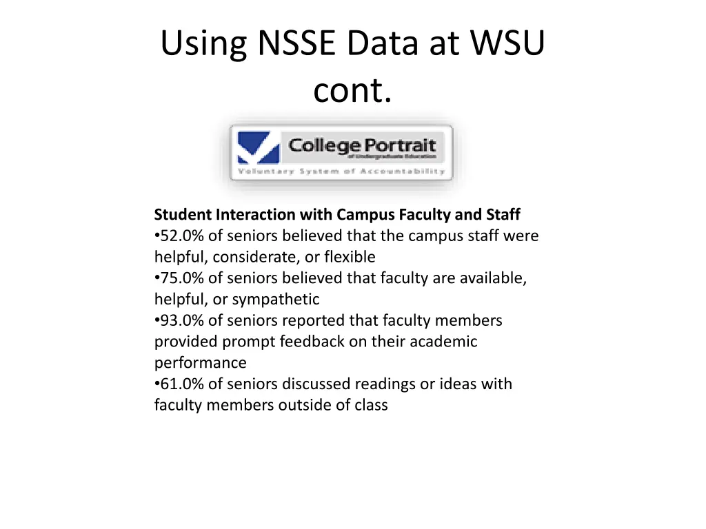 using nsse data at wsu cont 1