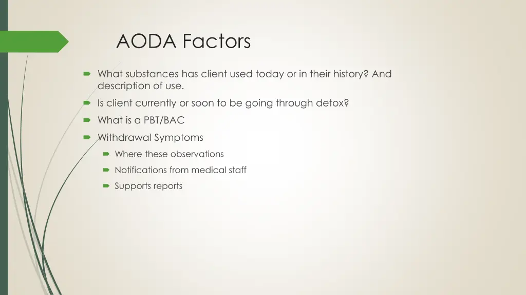 aoda factors