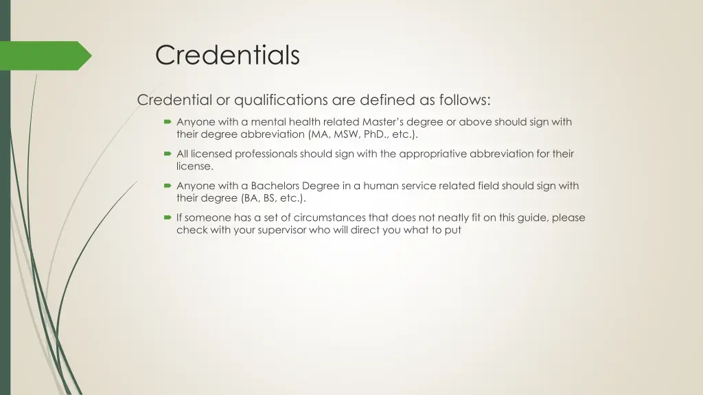 credentials