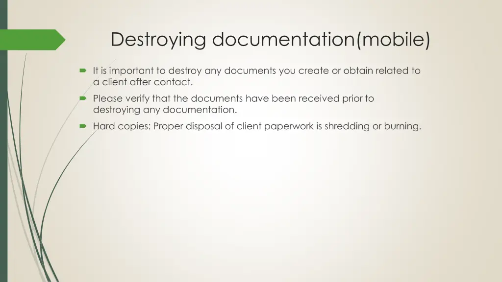 destroying documentation mobile