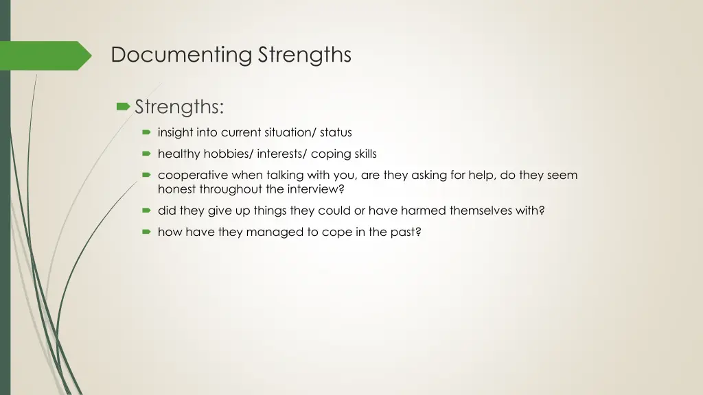 documenting strengths