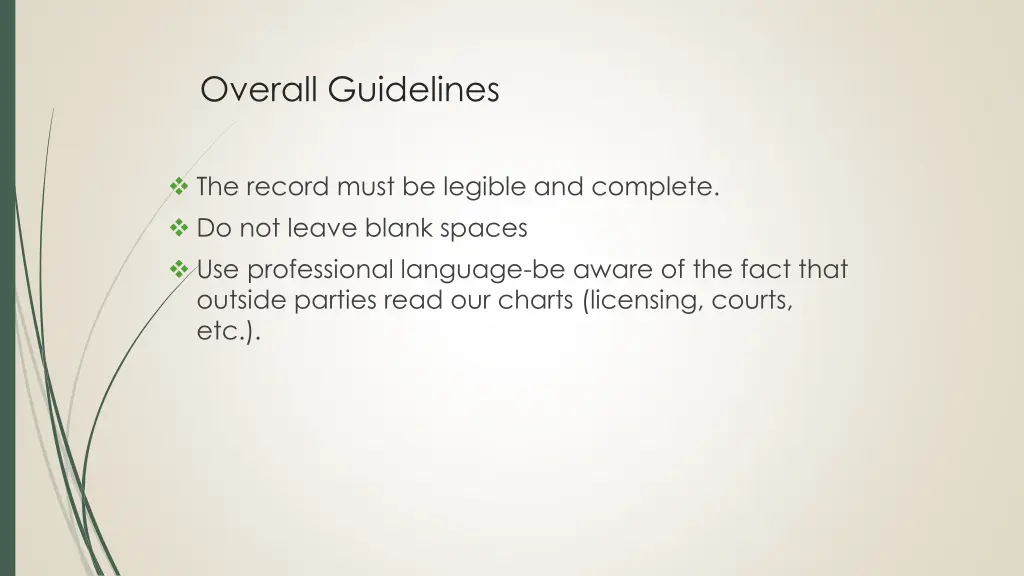 overall guidelines
