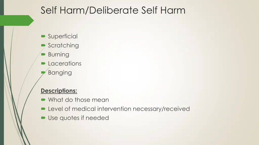 self harm deliberate self harm