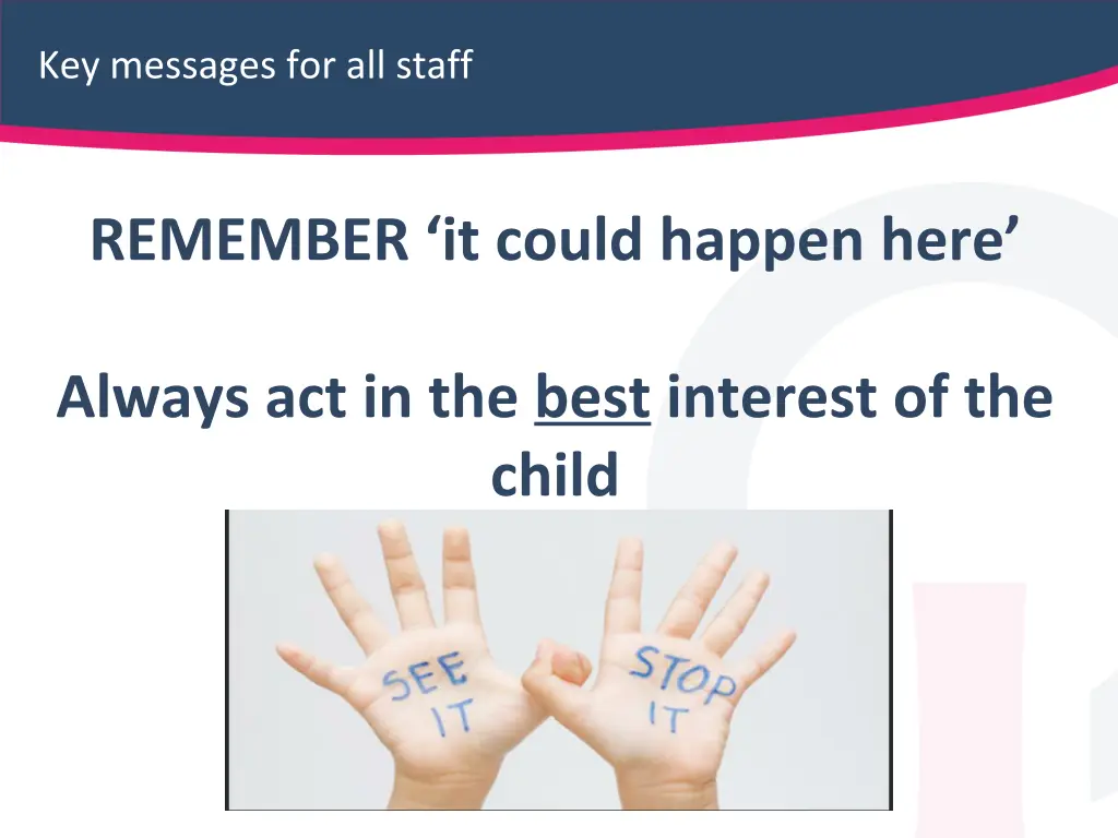 key messages for all staff
