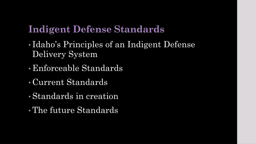 indigent defense standards