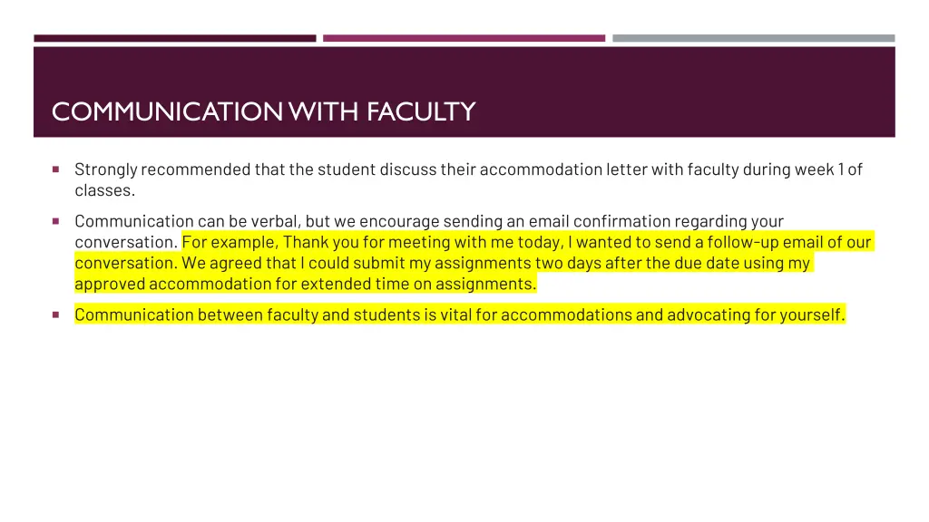 communication with faculty