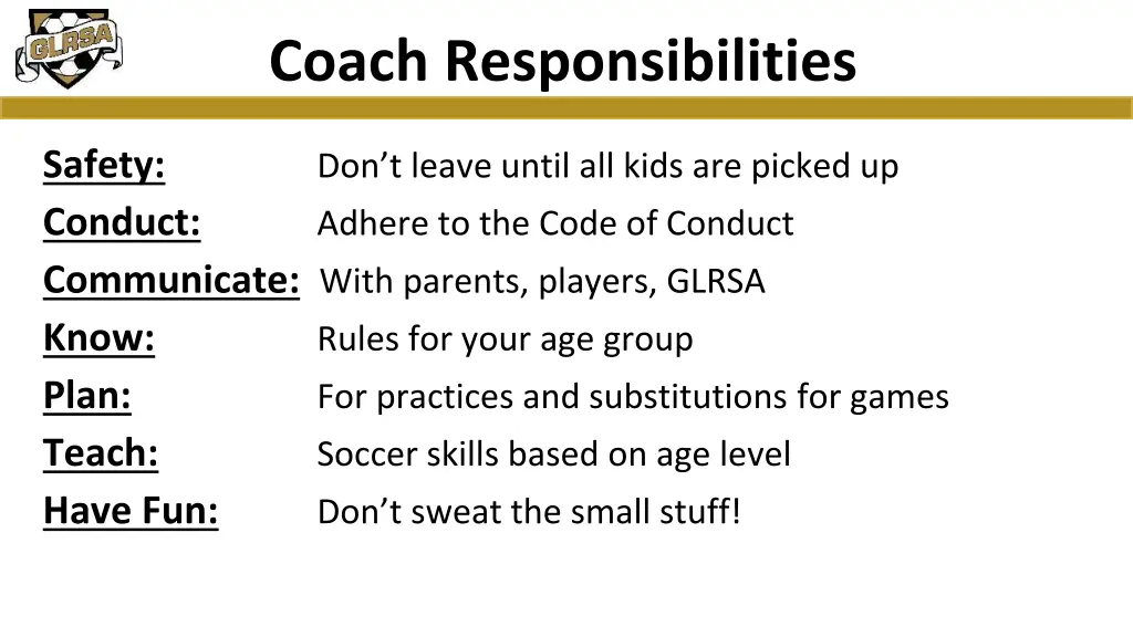 coach responsibilities