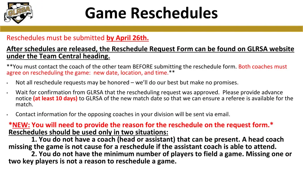 game reschedules