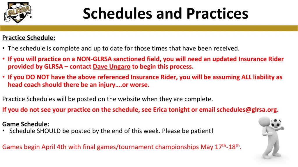 schedules and practices
