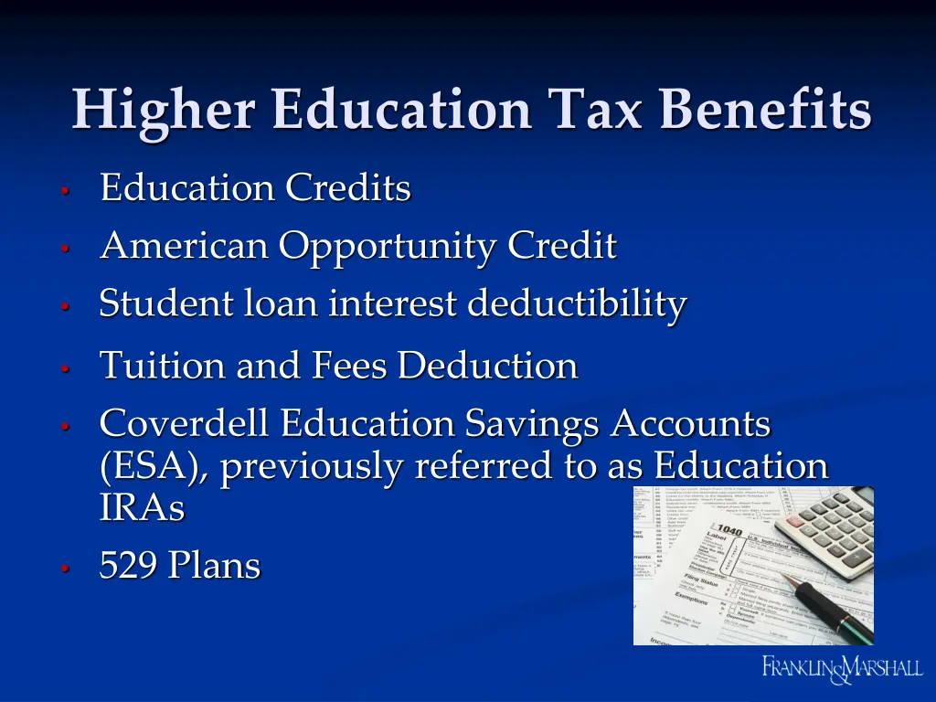 higher education tax benefits