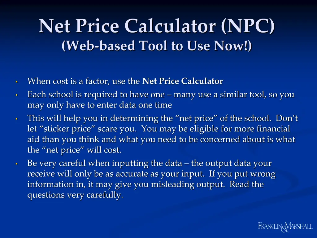 net price calculator npc web based tool to use now