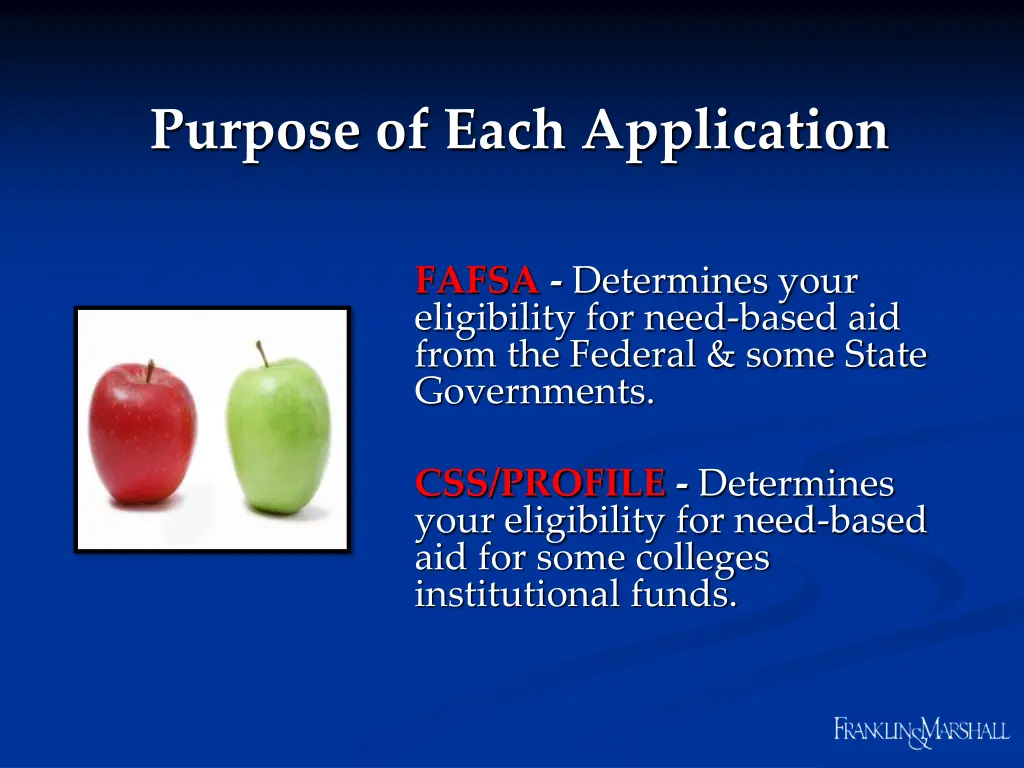 purpose of each application