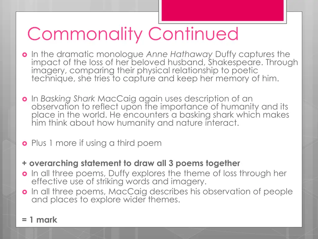 commonality continued