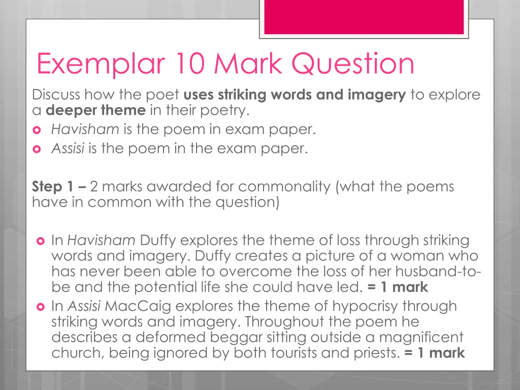 exemplar 10 mark question discuss how the poet