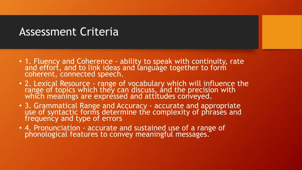 assessment criteria