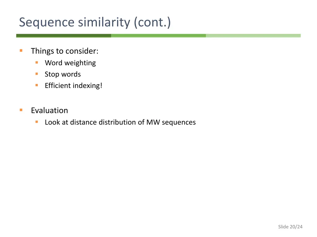 sequence similarity cont