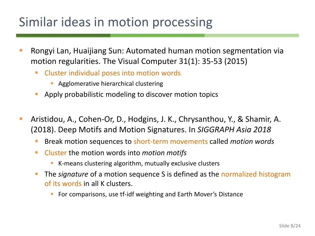 similar ideas in motion processing
