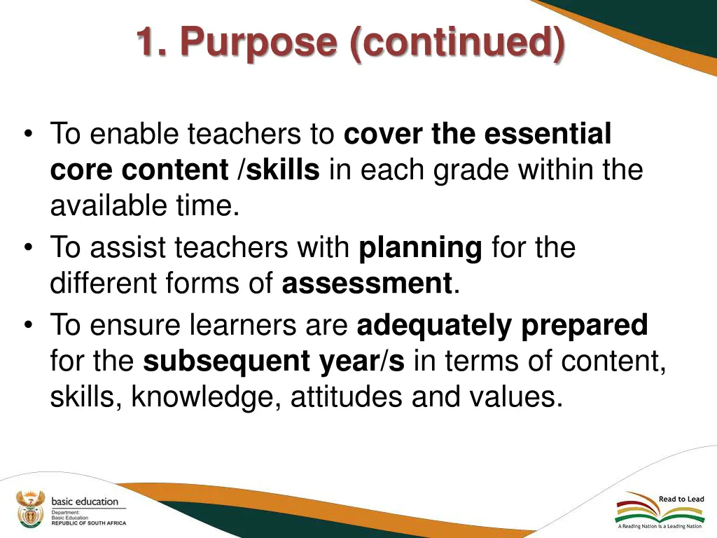 1 purpose continued