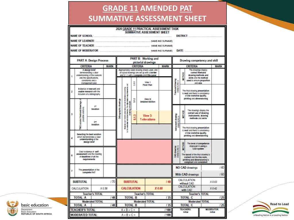 grade 11 amended pat summative assessment sheet