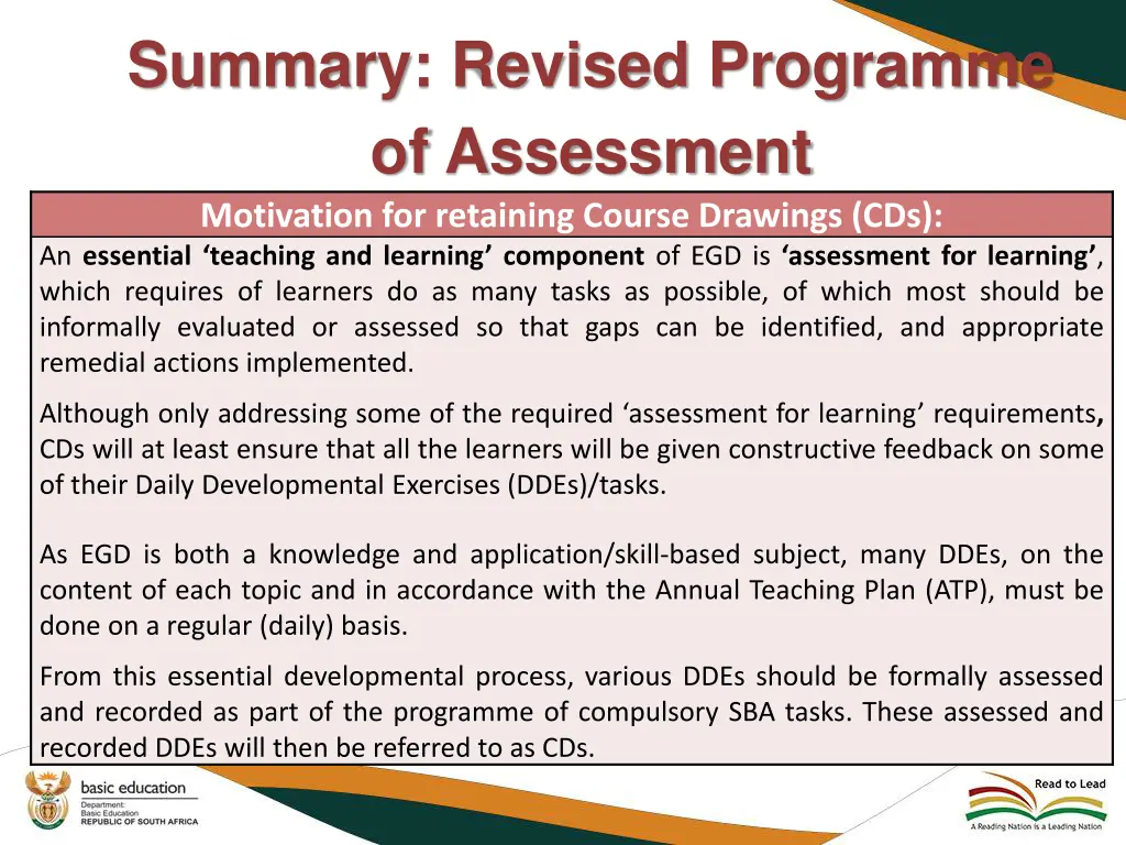 summary revised programme of assessment 5