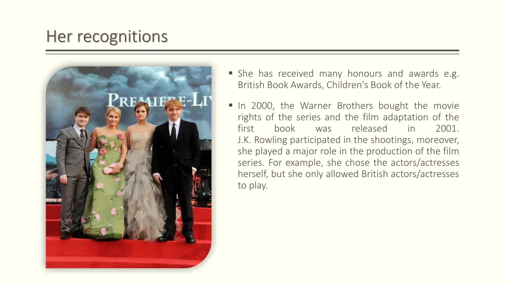 her recognitions
