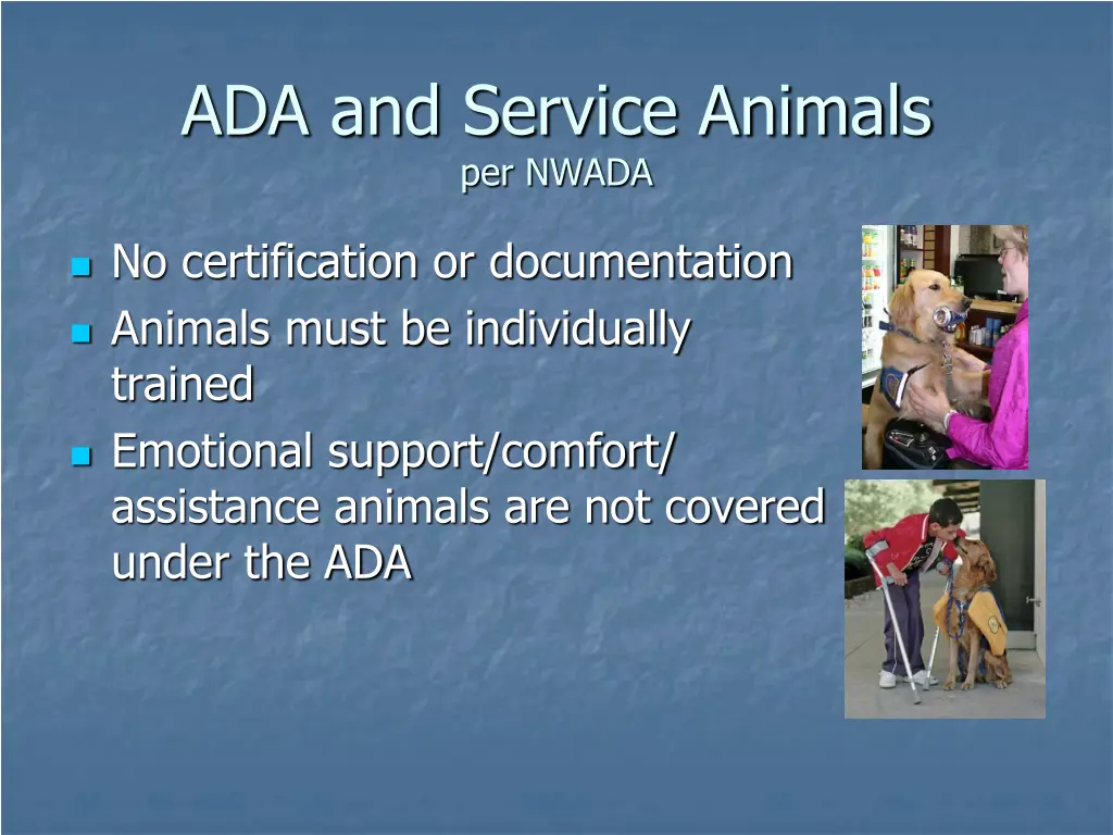 ada and service animals per nwada