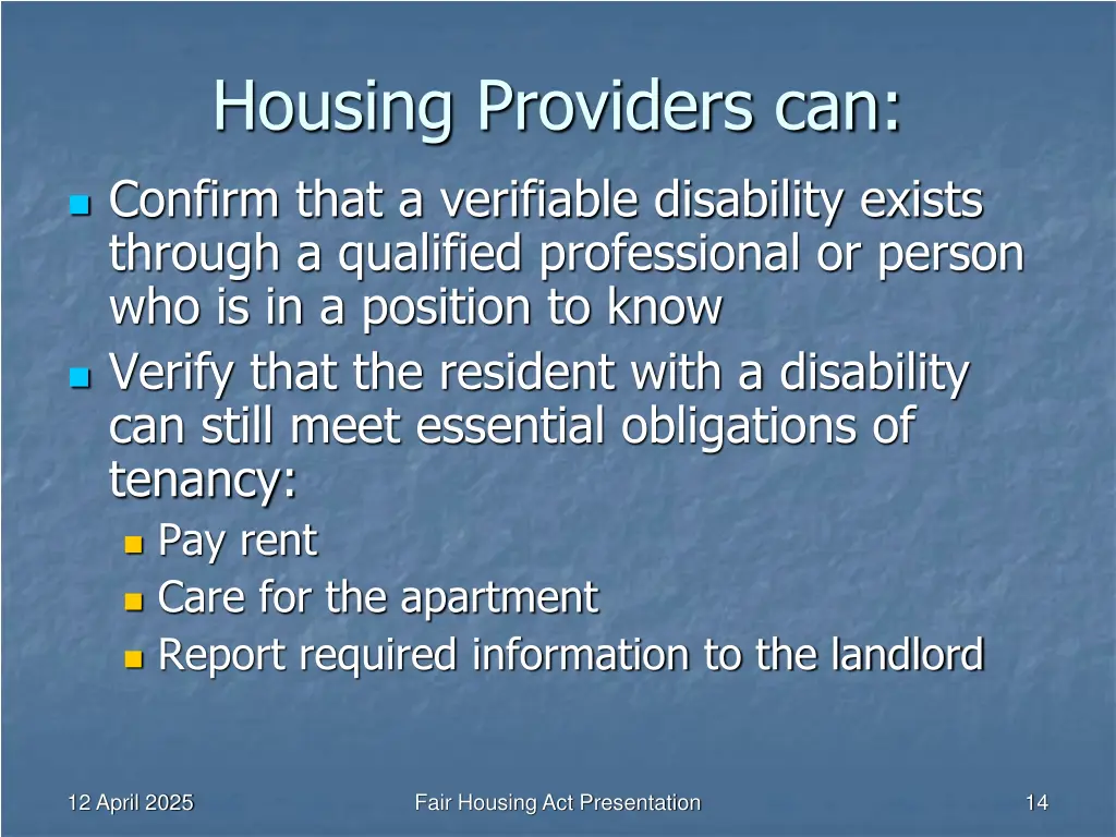 housing providers can