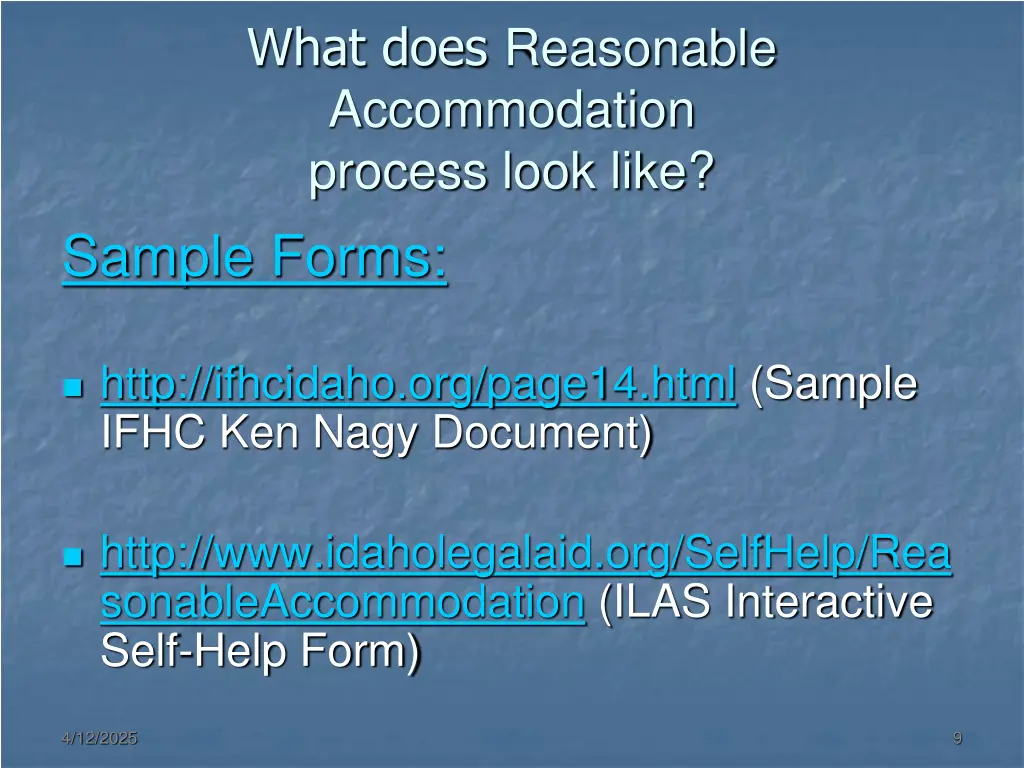 what does reasonable accommodation process look