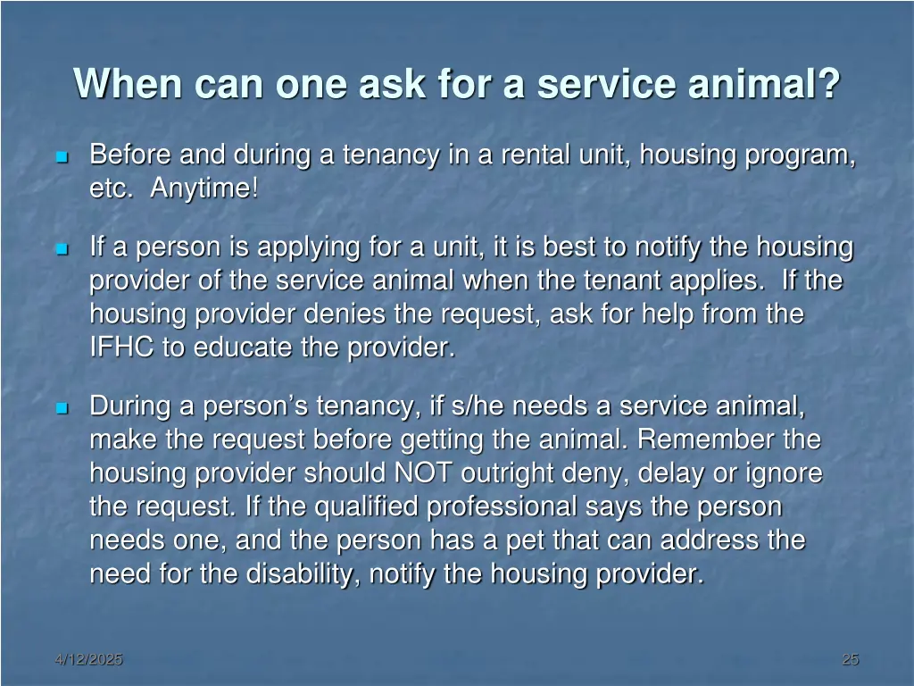 when can one ask for a service animal
